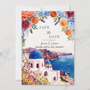Invitación Guardar la fecha Santorini Grecia Destino Griego