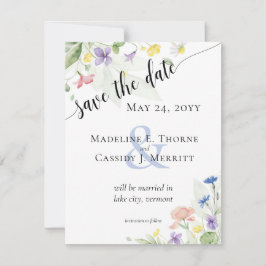 Invitación Guardar la fecha simple acuarela Boda de Flor silv