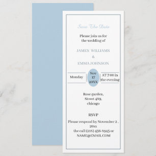 Invitación Guardar la fecha simple azul claro