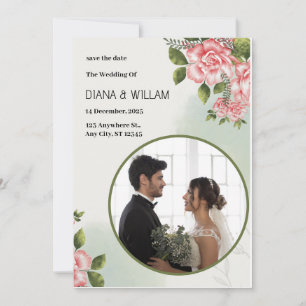 Invitación Guardar la fecha simple verde