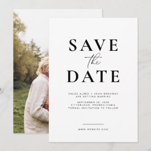 Invitación Guardar la fecha simple y moderno con foto