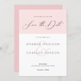 Invitación Guardar la fecha tipografía moderna rosa y blanco
