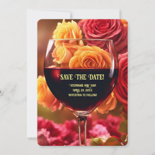 Invitación Guardar la Fecha Vino y Rosas 