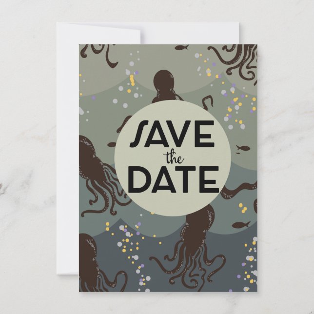 Invitación Guardar la Fecha Vintage Submarino (Reverso)