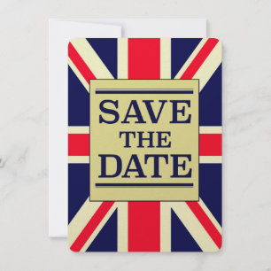 Invitación Guardar la fecha Vintage Union jack