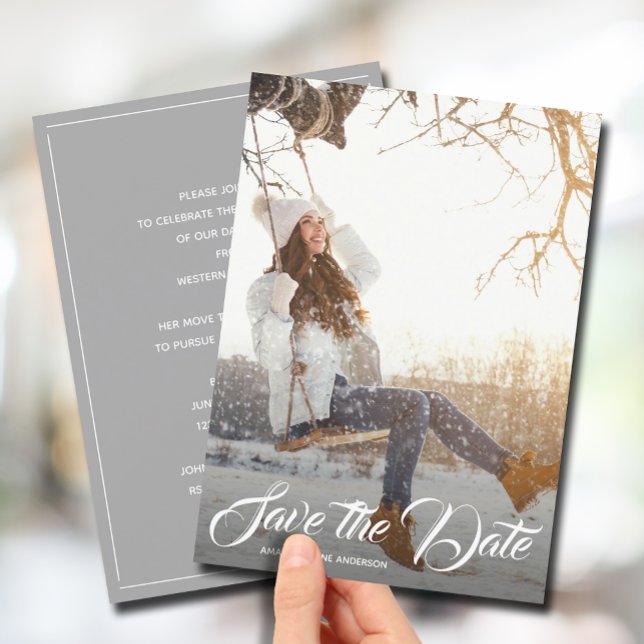 Invitación Guardar la fiesta de graduación de fotos de fecha (Subido por el creador)