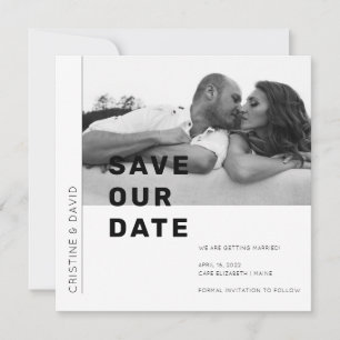 Invitación Guardar la foto de fecha en blanco y negro