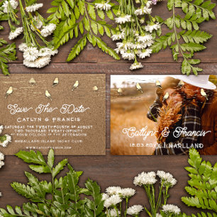 Invitación Guardar la foto de fecha Gold Kraft Black Birds Di