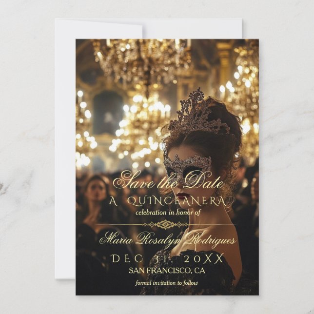 Invitación Guardar la foto de Quinceanera de fecha (Anverso)