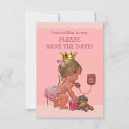 Invitación Guardar la Princesa Cuta de Fecha en el teléfono