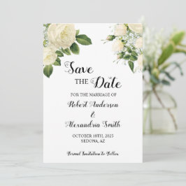 Invitación Guardar las flores blancas del Boda de fecha