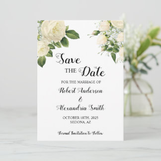 Invitación Guardar las flores blancas del Boda de fecha