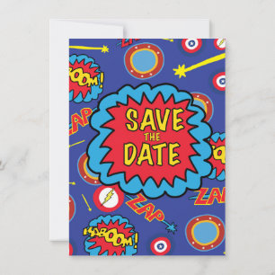 Invitación Guardar los héroes del cómic de fecha