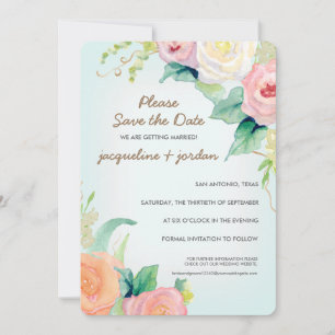 Invitación Guardar los Rosas florales de acuarela moderna de 