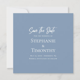 Invitación Guardar Mínimo La Fecha Código QR Boda Azul Dusty