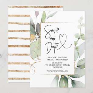 Invitación Guardar nuestra fecha Bodas de oro Eucalipto Compr