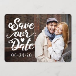 Invitación Guardar nuestro Boda de fechas | Corazones manuscr