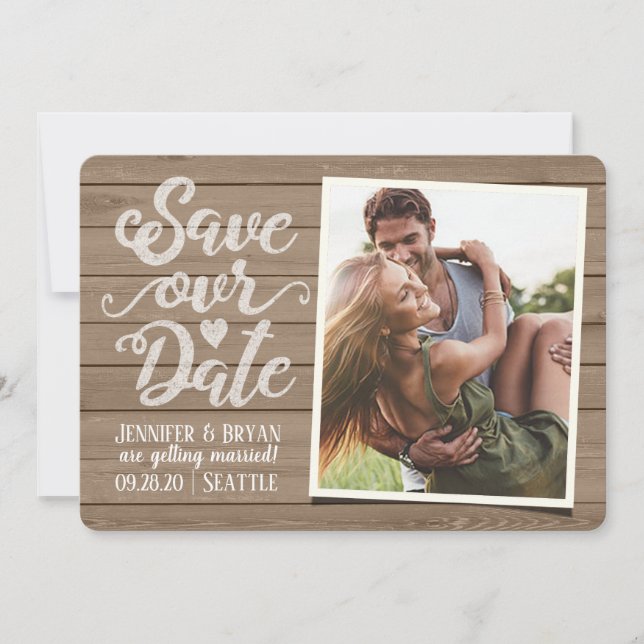 Invitación Guardar nuestro Boda de fechas | Foto de Rustic Wo (Anverso)