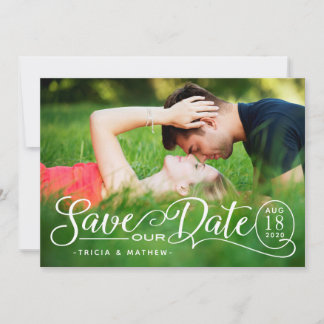 Invitación Guardar nuestro Boda de fechas | Guión elegante