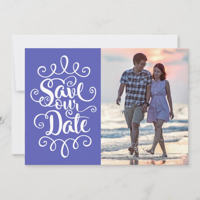 Invitación Guardar nuestro Boda de fechas | Guión manuscrito  (Anverso)