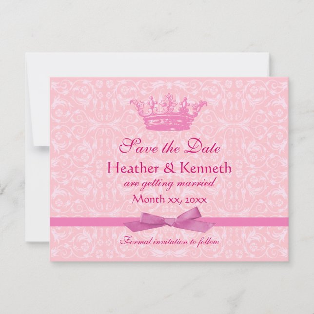 Invitación Guardar rosa de corona de fecha (Anverso)