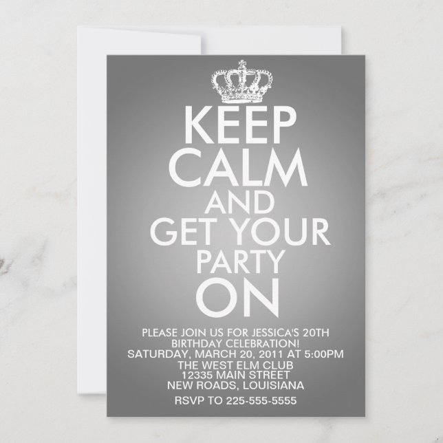 Invitación Guarde el cumpleaños tranquilo (Anverso)
