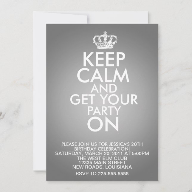 Invitación Guarde el cumpleaños tranquilo (Anverso)