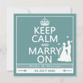 Invitación Guarde la calma y cásese encendido - novia y novio