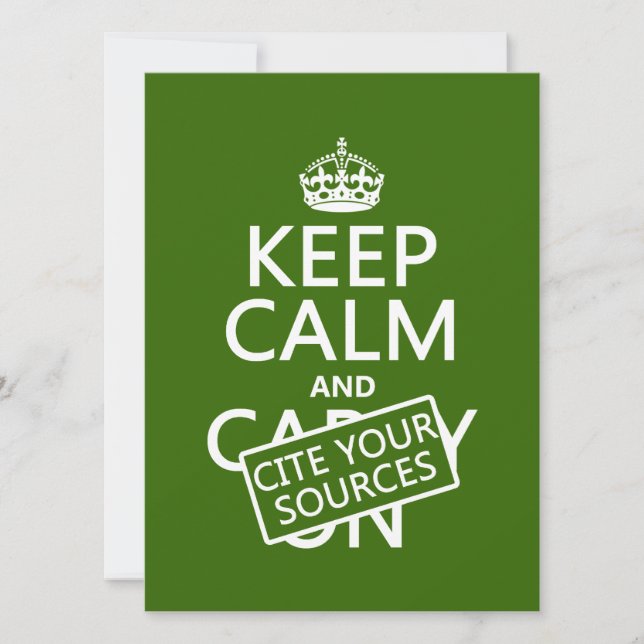 Invitación Guarde la calma y cite sus fuentes (en cualquier (Anverso)