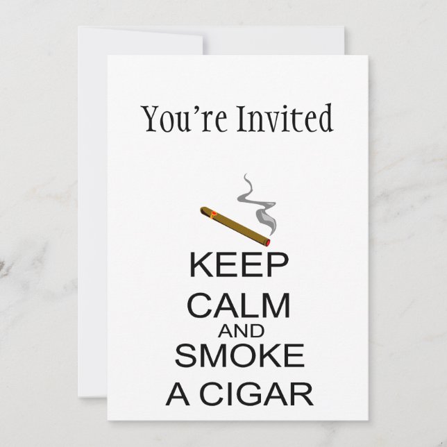Invitación Guarde la calma y fume un cigarro (Anverso)