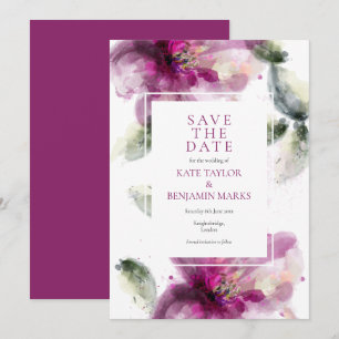 Invitación Guarde la fecha Elegante Acuarela Floral de Lirio 