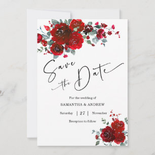 Invitación Guarde la Fecha Negro y Rojo