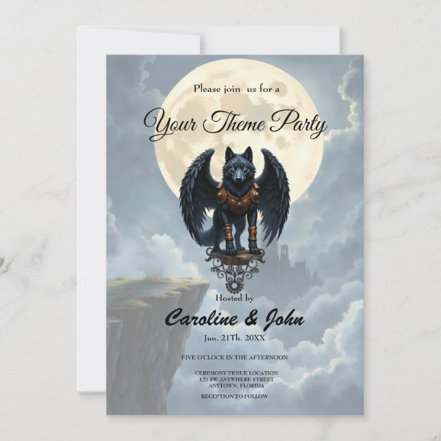 Invitación Guardián de la Luna – El Lobo de Ala Negra. (Anverso)