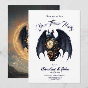 Invitación Guardián de la luna – Murciélago steampunk