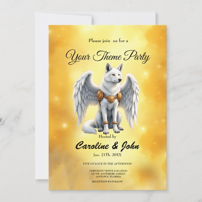 Invitación Guardián del Amanecer – El Lobo Alado Blanco.  (Anverso)