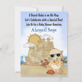 Invitación Guay Beach Baby Sandcastle Boys Baby Shower