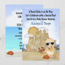 Invitación Guay Beach Baby Sandcastle Boys Baby Shower