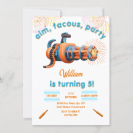 Invitación Guay Blanco Nerf Wars Fiesta Top Gun 5º cumpleaños