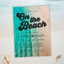 Invitación Guay Bold Coastal En La Boda De Destino De Playa