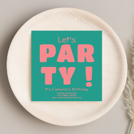 Invitación Guay Bold Pink Lets Part Typography Retro Cumpleañ