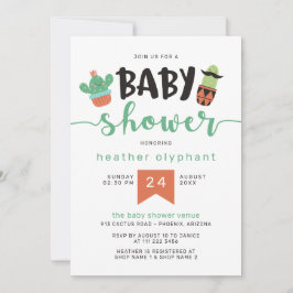 Invitación Guay Cactus Baby Shower verde negro