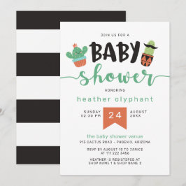Invitación Guay Cactus Baby Shower verde negro