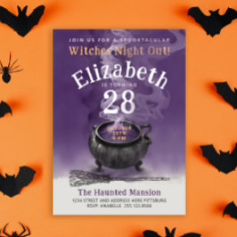 Invitación Guay Cauldron Purple Magic Witch Birday Party