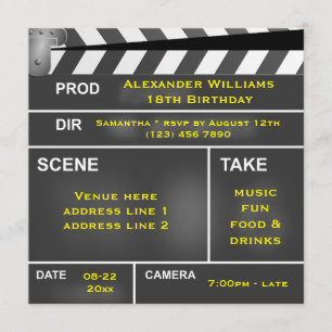 Invitación Guay Clapper Board 18th Cumpleaños