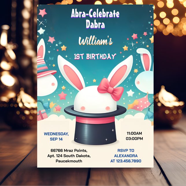 Invitación Guay Cute Bunny Tv Fiesta Magic Show 1er cumpleaño (Subido por el creador)
