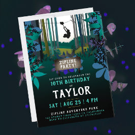 Invitación Guay Fun Zipline Turquoise Naturaleza Fiesta Avent