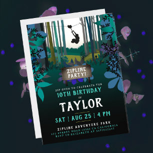 Invitación Guay Fun Zipline Turquoise Naturaleza Fiesta Avent