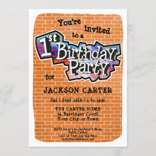 Invitación Guay Graffiti Art 1er cumpleaños