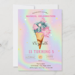 Invitación Guay Ice Crema Cactus Holographic Cumpleaños