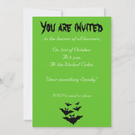 Invitación Guay lindos bates voladores Halloween verde